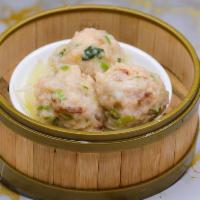 Steamed Fish Balls · Made of Fish, Shrimp, and some chinese bacon bits. 3 Pieces