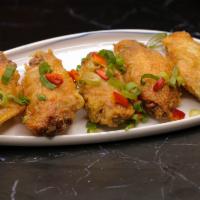 Salt and Pepper Chicken Wings · Deep fried chicken wings, salt, pepper, garlic, green onion. 4-5 wings depending on the size. 