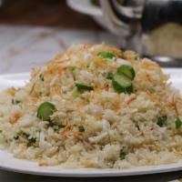 Dried Scallop with Egg White Fried Rice · One of our most popular fried rices. Dried scallop, egg white, broccoli rabe stems, and rice...