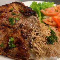 62. BBQ Pork Chop and Shredded Pork Rice Plate · 