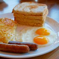 American Breakfast · 2 eggs any style with your choice of bacon, sausage or corned beef hash.