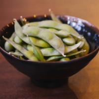 Edamame · Boiled soybeans sprinkled with salt. Vegetarian.