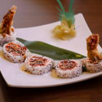 Spider Roll · IFried soft shell crab, crab meat, cucumber smelt roe.