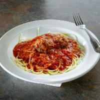 Baked Spaghetti · Add meatballs for an additional charge.