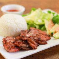 C16. Grilled Chicken Plate · Served with white rice.