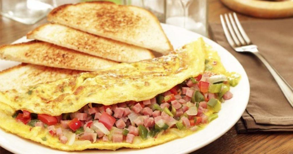 Denver Omelette · Ham, bell peppers, onions, cheddar cheese.
