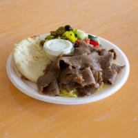 Gyros Plate · Sliced thin seasoned beef and lamb mix.