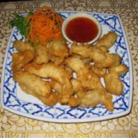 6. Crispy Fried Chicken · Chunked chicken breast lightly battered and quick fried, served with sweet and sour sauce.