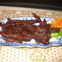 15. Thai Beef Jerky · Deep-fried marinated beef with Thai spices.
