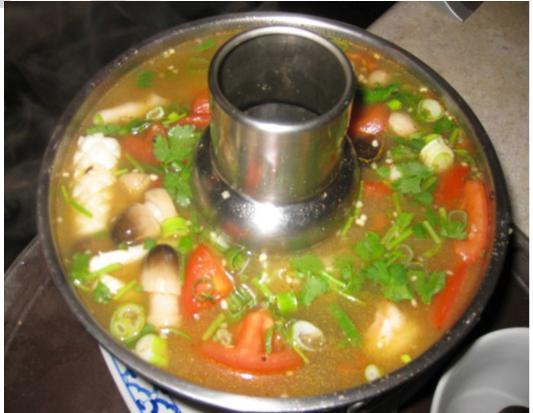 Pho Tak Seafood Soup · Hot and sour soup with combination seafood and mushroom, lemon grass,
tomatoes, lime juice.