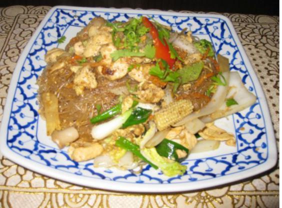 63. Pan Fried Crystal Noodle · Bean thread noodles with egg and mixed vegetables. Choice of beef, pork, chicken. Substitute for shrimp or seafood for an additional charge.
