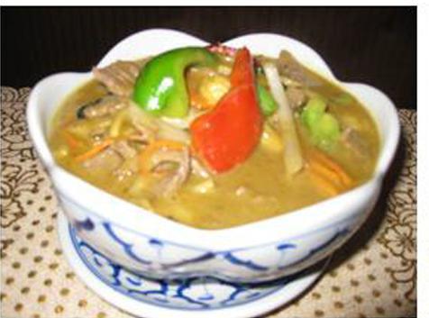 79. Green Curry · Choice of meat and mixed vegetables in our green curry sauce.
