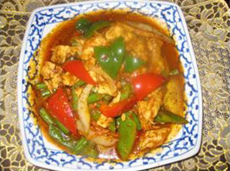 86. Ginger Curry · Choice of meat with special curry flavor of ginger, stir-fried with vegetables in ginger curry sauce.