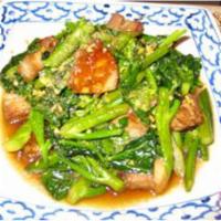 91. Roasted Pork and Chinese Broccoli · Stir-fried roasted pork and broccoli in our tasty oyster sauce.