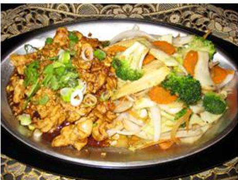 103. Perfect Stranger · Popular Thai dish. Your choice of chicken, beef, pork or a substitute for shrimp or seafood for an additional charge sauteed in a garlic-pepper sauce and sauteed vegetables on the side.