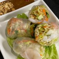 Fresh Summer Rolls · Shrimp or tofu with shredded lettuce, mint, carrots, cucumber, and rice vermicelli wrapped i...