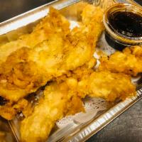 Tempura Chicken  · Lightly fried with tempura batter, served with spiced ginger sauce.