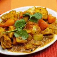 Jalfrezi · Choice of lamb, chicken, or beef cooked with a variety of fresh seasonal vegetables sauteed ...