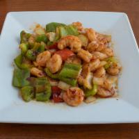 Steamed Shrimp with Vegetables · Served with steamed rice.