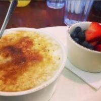 Old Fashioned Oatmeal · Our oatmeal is finished crème brûlée style.
