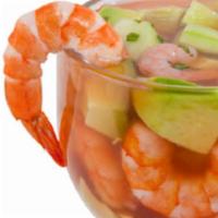 Cocktail de Camaron · Shrimp prepared with our special mexican style cocktail sauce mixed onions, tomatoes, colant...