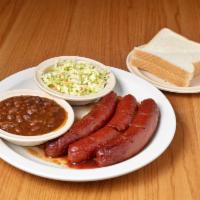 Beef Hot Link Dinner · Large order beef Louisiana hot links naturally smoked and spicy!