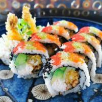 Nikki House Special Roll · Tempura shrimp, eel, cucumber, avocado, radish sprouts, crab salad, and tobiko.