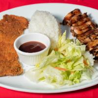 27. Chicken and Chicken Katsu · Our most popular combo menu. Comes with katsu dipping sauce.