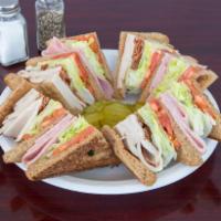 Club Sandwich · Triple decker sandwich with turkey, ham, bacon, lettuce, tomato and mayo.