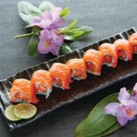 Crazy Salmon Roll · Spicy salmon and crunch topped with fresh salmon.