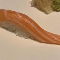 Salmon · Sushi 1 piece and sashimi 2 pieces.