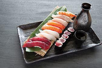 Kumo Sushi · 10 pieces. Sushi and 1 tokyo roll. Served with miso soup or salad.