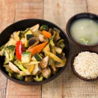 Vegetable Teriyaki · Served with rice and miso soup or salad.