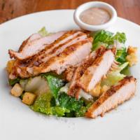 Fresh Grilled Chicken Caesar Salad · Fresh grilled chicken breast, on a bed of green topped with Parmesan, croutons, romaine lett...