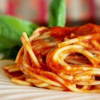 Spaghetti with Italian Sausage · Pasta with a tomato based red sauce.