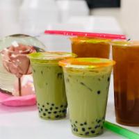 B1. Matcha Green Boba Tea · Matcha green tea, condensed milk, boba and ice. Request of no sugar will result in no conden...