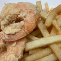 K3. French Fries and jumbo Shrimp · French fries and fried jumbo shrimp come with juice