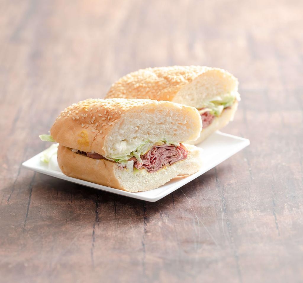 Cold Pastrami Sandwich · Pastrami (lean cut), lettuce, mild peppers, with lettuce and mild peppers.