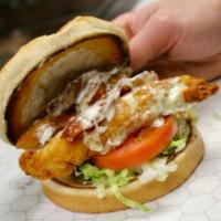  Gancho Chicken Sandwich with Sides and Drink Combo · Fried Chicken, swiss cheese, bacon, mayo, ranch, lettuce, tomato and jalapenos. Add ons, mea...