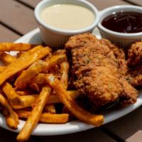 Hand Breaded Chicken Tenders · Made to order, hand breaded, and served with your choice of dipping sauces