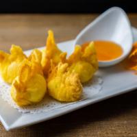 Crab Rangoon (5 Piece) · Deep fried wonton filled with crab meat, green onion, and cream cheese served with sweet and...