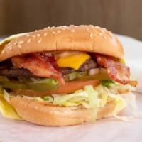 Bacon Cheeseburger Combo · 1/4 lb. 100% all-beef patty served on a fresh bun with Jim's Burger famous Thousand Island s...