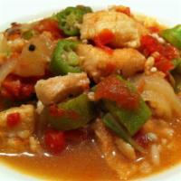 94. Southern Fried Catfish · Farm-raised and served with mixed veggies and rice. Served with soup or salad.