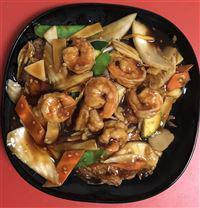 3. Triple Delight  · Chicken, beef, shrimp, onion, zucchini, carrot and broccoli in brown sauce.