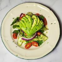 Avocado Salad · Mixed greens, arugula, avocado, cherry tomatoes, red onions, cucumbers, parsley, & Italian d...