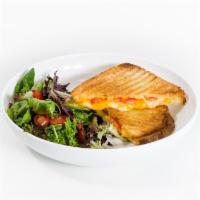 Grilled Cheese · Cheddar and swiss on sourdough, served with salad.