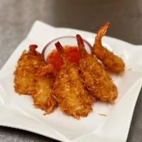 5 Piece Coconut Shrimp · Deep fried coconut shrimp served with sweet and sour sauce.
