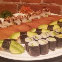 Kusaki Vegetarian Sushi Combo  · Veg sushi roll 8 pieces marinated mushrooms, gobo, cucumber, avocado, bubu arare avocado. Ma...