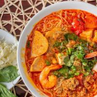 TV3. Bun rieu (Crab paste seafood and pork noodle soup) · Traditional Vietnamese seafood soup served with vermicelli noodle, shrimps, tofu, tomato and...