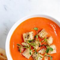  - Gazpacho Soup 8oz · Tomatoes, red bell pepper, onion, cucumber, sunflower oil, red wine vinegar, Himalayan salt